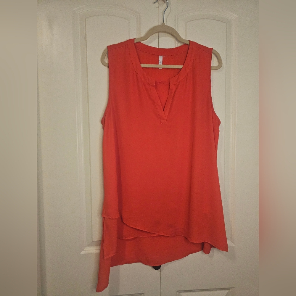 LAPIS Womens Muted Coral Sleeveless Blouse Sz 2X